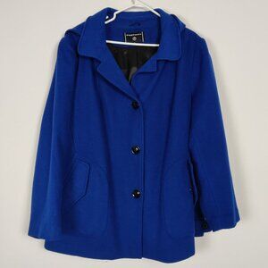 Portrait Women's Coat Size 2X Blue Wool Hooded Jacket Business Casual Office
